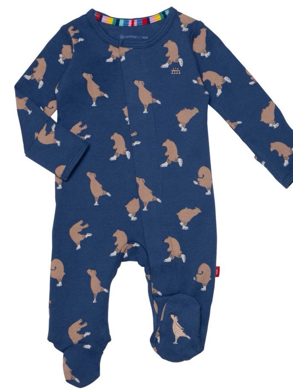 Magnetic Me Organic Cotton Footie Sleeper Blue Bear Print 6-9M